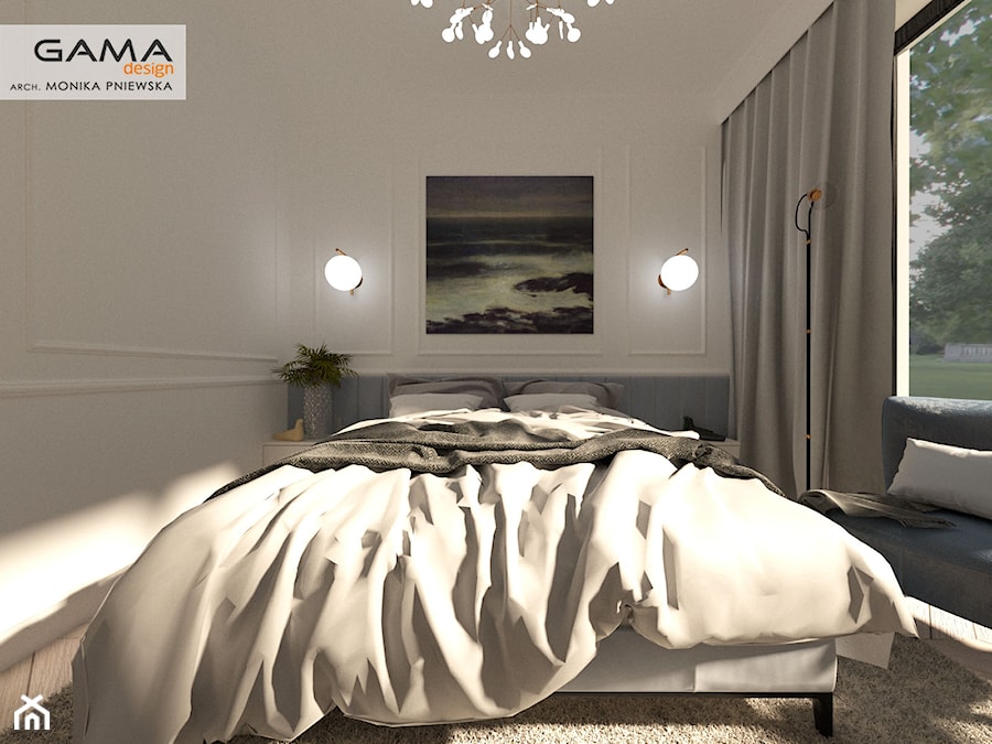 Luksusowy aparatament w bieli. - Mała szara sypialnia, styl tradycyjny - zdjęcie od Gama Design
