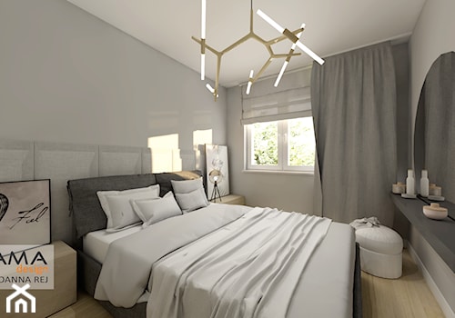 3 pokojowe 57,38 m2 - Duża biała szara sypialnia, styl skandynawski - zdjęcie od Gama Design