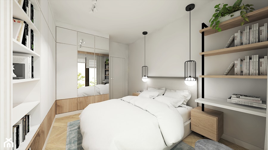 Projekt apartament Port Praski - Sypialnia, styl skandynawski - zdjęcie od Gama Design