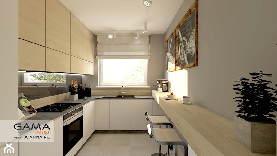 47 m2 - 2 pokoje - Kuchnia, styl skandynawski - zdjęcie od Gama Design