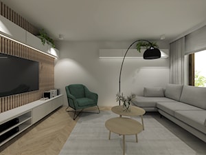 Projekt apartament Port Praski - Salon, styl skandynawski - zdjęcie od Gama Design