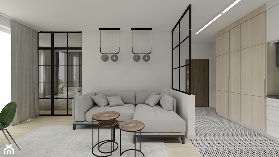 Apartament w stylu loftowym - Salon, styl skandynawski - zdjęcie od Gama Design