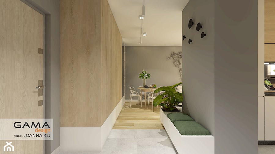 47 m2 - 2 pokoje - Hol / przedpokój, styl skandynawski - zdjęcie od Gama Design