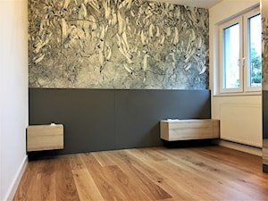 Podobno męski apartament :) - Biała czarna sypialnia, styl skandynawski - zdjęcie od Gama Design