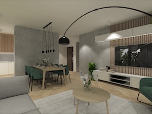 Projekt apartament Port Praski - Salon, styl skandynawski - zdjęcie od Gama Design