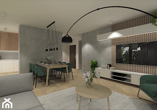 Projekt apartament Port Praski - Salon, styl skandynawski - zdjęcie od Gama Design