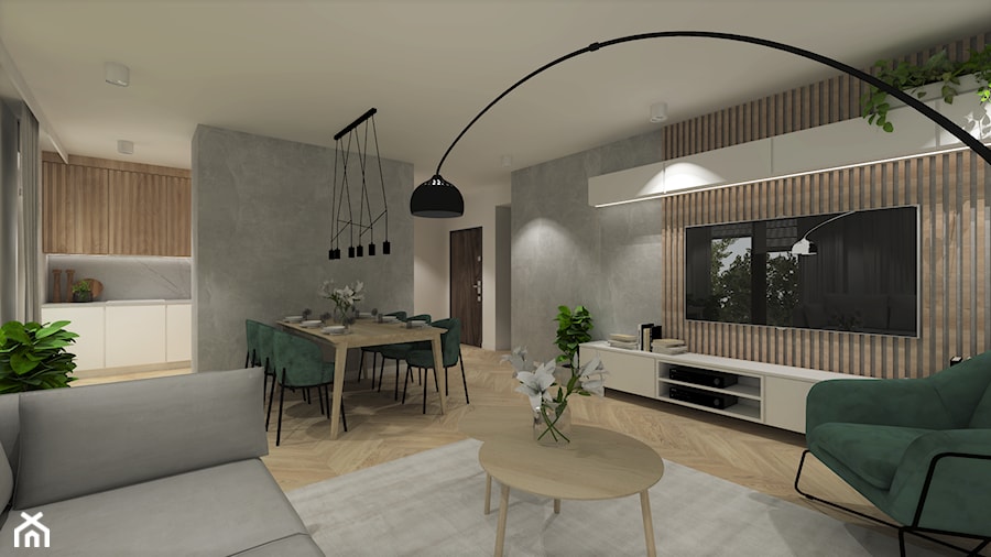 Projekt apartament Port Praski - Salon, styl skandynawski - zdjęcie od Gama Design