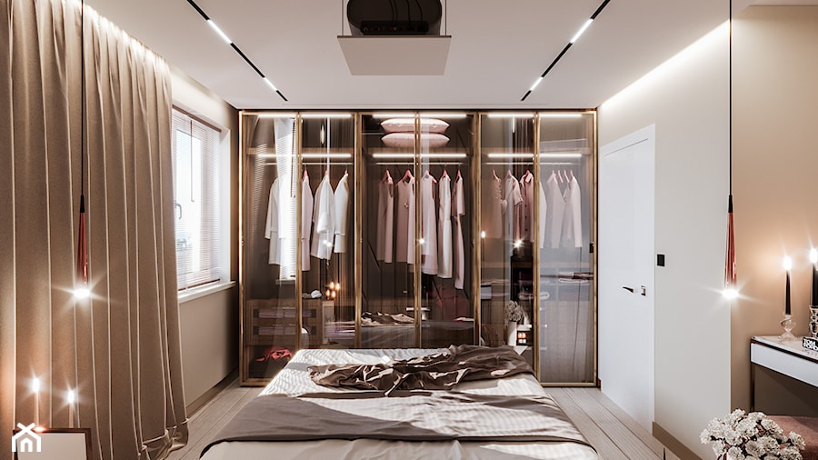 Mieszkania Warszawa - Sypialnia, styl nowoczesny - zdjęcie od Perfect Design - projektowanie, wizualizacje 3D