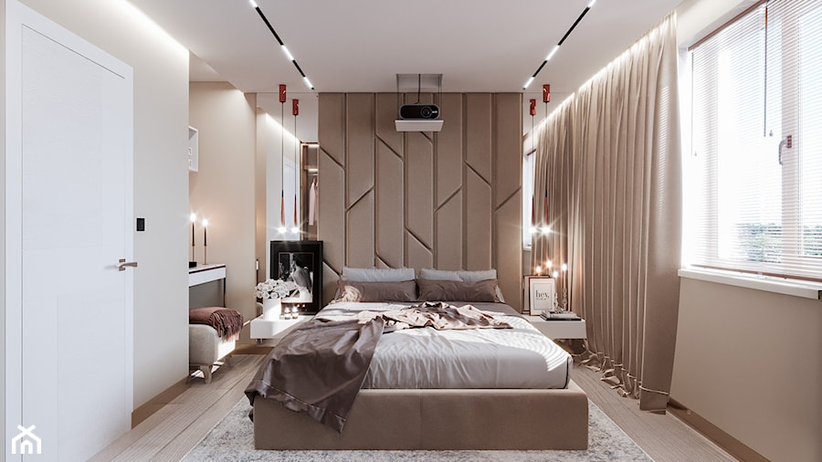 Mieszkania Warszawa - Sypialnia, styl nowoczesny - zdjęcie od Perfect Design - projektowanie, wizualizacje 3D