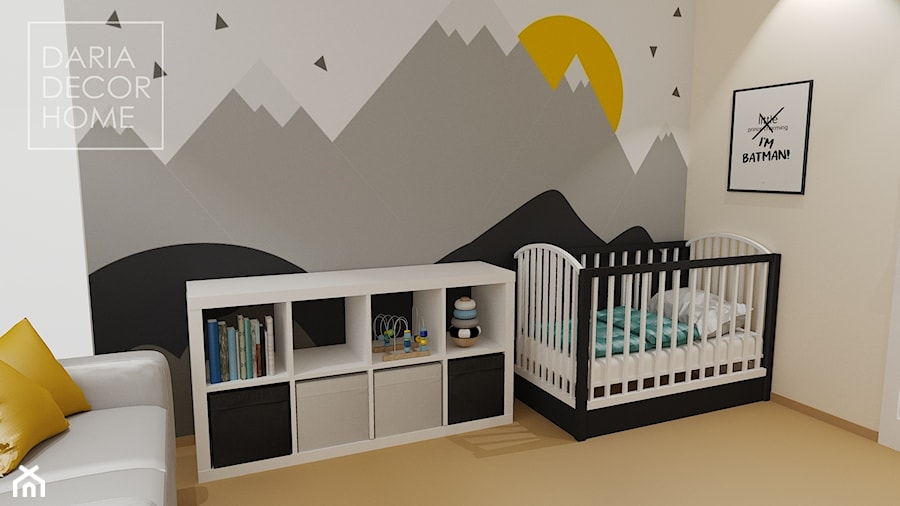 Pokój chłopca - Średni biały szary pokój dziecka dla niemowlaka dla chłopca dla dziewczynki, styl skandynawski - zdjęcie od DARIA DECOR HOME