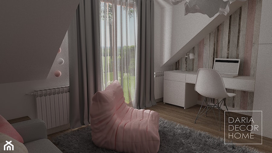 Pokój dziewczynki - Średni szary pokój dziecka dla nastolatka dla dziewczynki, styl skandynawski - zdjęcie od DARIA DECOR HOME