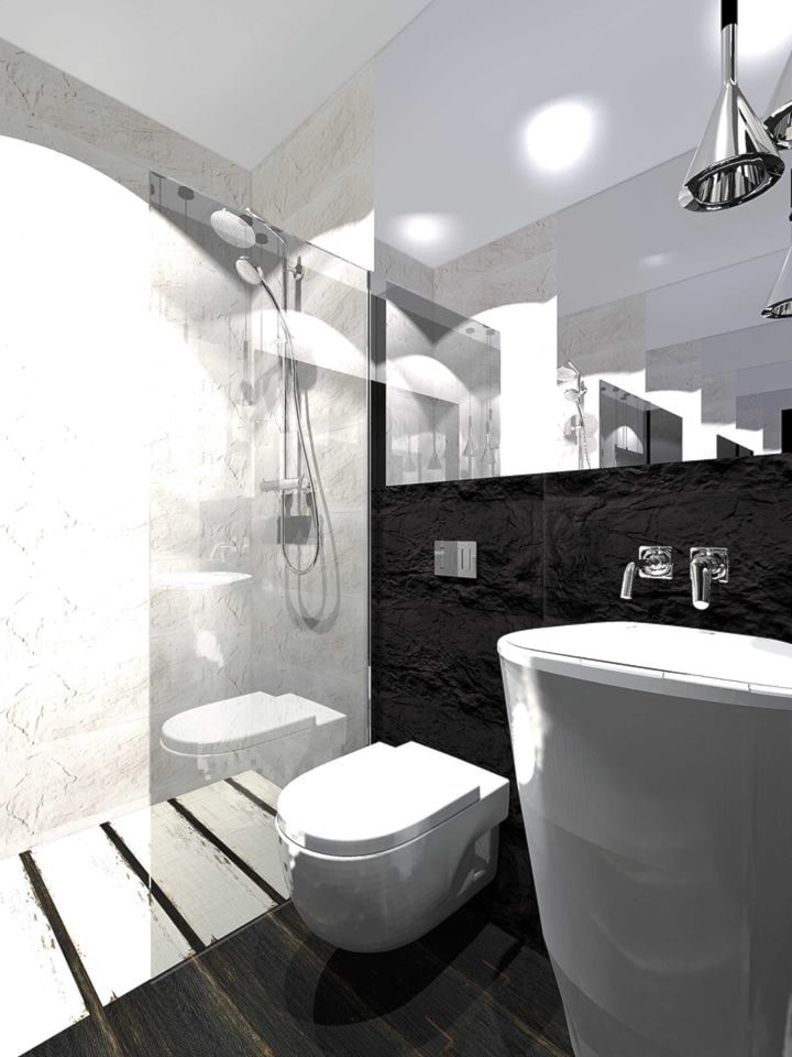 Projekty łazienek - Średnia bez okna z punktowym oświetleniem łazienka, styl nowoczesny - zdjęcie od 464 Studio Beata Stańkowska