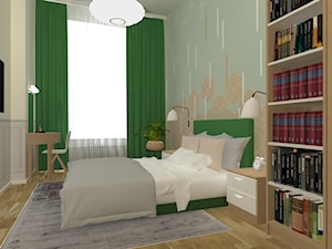59 m2 mieszkanie w kamienicy - Średnia beżowa z biurkiem sypialnia, styl nowoczesny - zdjęcie od Grant Studio