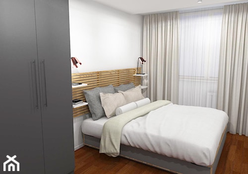 46m2 mieszkanie w bloku - Mała biała sypialnia, styl skandynawski - zdjęcie od Grant Studio