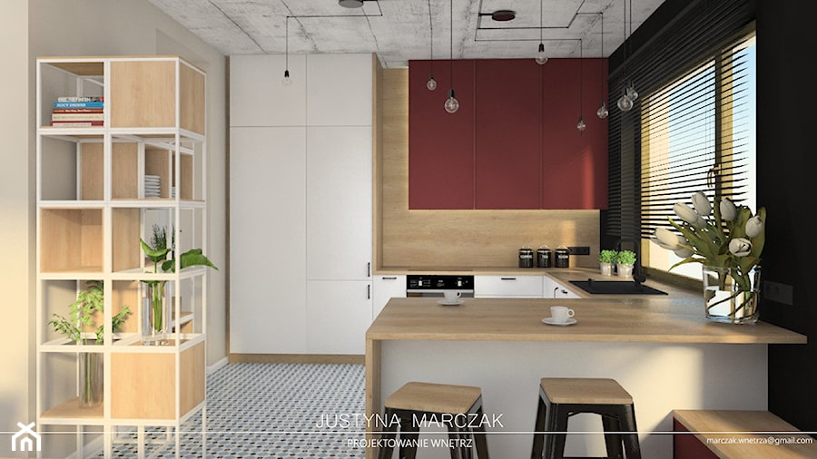 Dom z antresolą - kuchnia - zdjęcie od Justyna Marczak Projektowanie Wnętrz