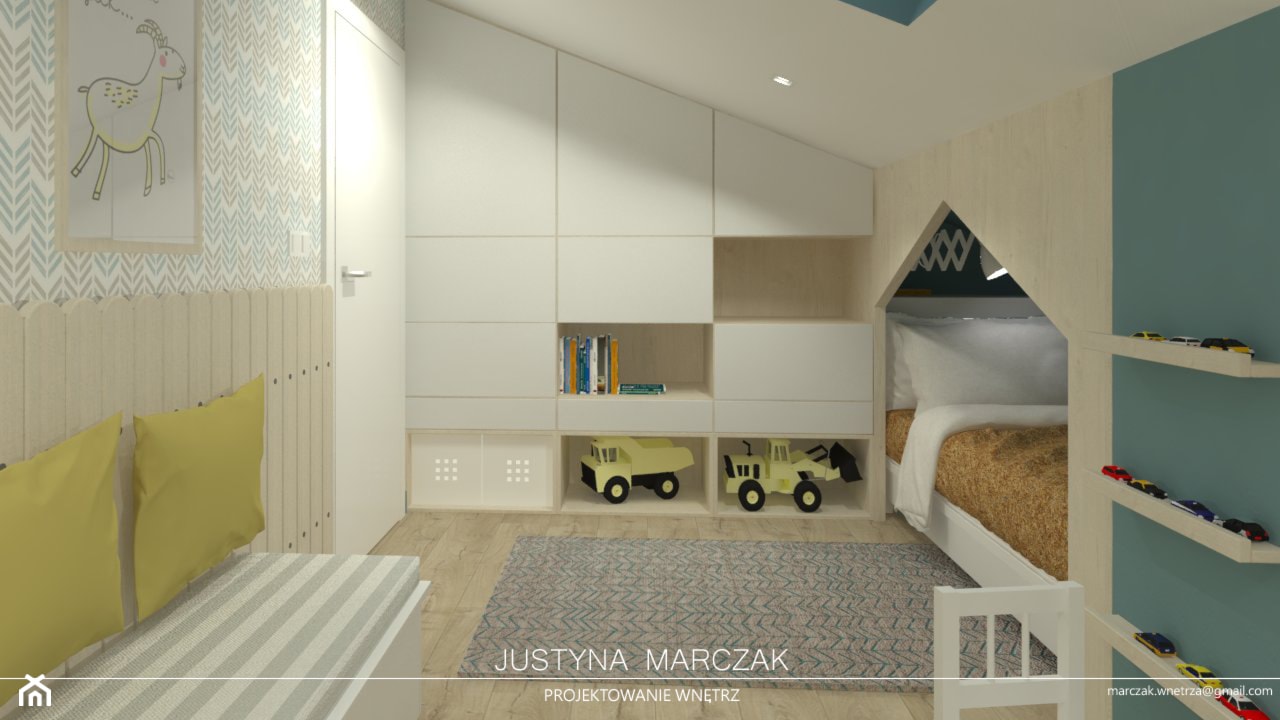 Sielski pokój dziecka na poddaszu - zdjęcie od Justyna Marczak Projektowanie Wnętrz - Homebook
