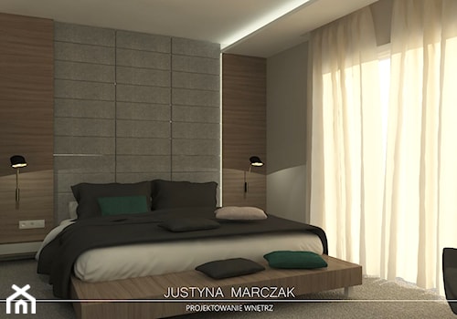 Sypialnia w domu parterowym - zdjęcie od Justyna Marczak Projektowanie Wnętrz