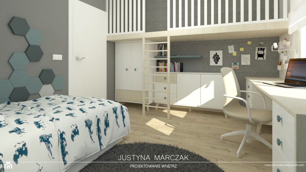 Pokój z antresolą - zdjęcie od Justyna Marczak Projektowanie Wnętrz - Homebook