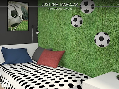 Aranżacje wnętrz - Pokój dziecka: Pokój małego fana piłki nożnej - Justyna Marczak Projektowanie Wnętrz. Przeglądaj, dodawaj i zapisuj najlepsze zdjęcia, pomysły i inspiracje designerskie. W bazie mamy już prawie milion fotografii!