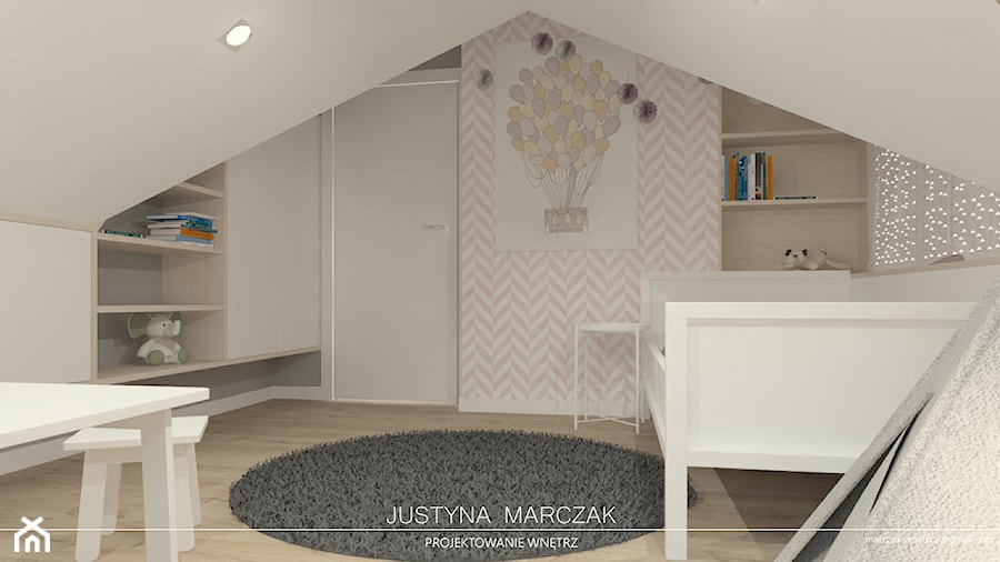 Pokój dziewczynki na poddaszu - zdjęcie od Justyna Marczak Projektowanie Wnętrz