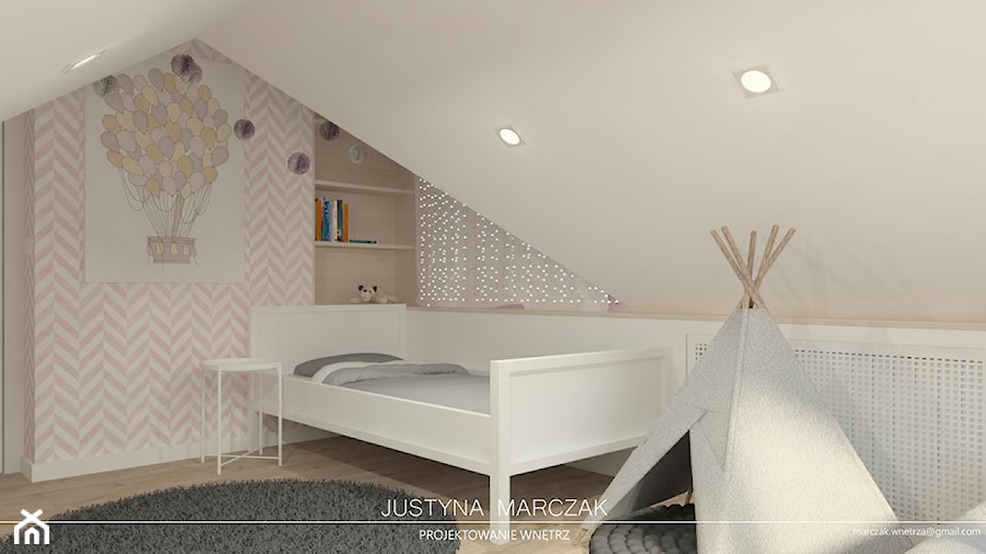 Pokój dziewczynki na poddaszu - zdjęcie od Justyna Marczak Projektowanie Wnętrz