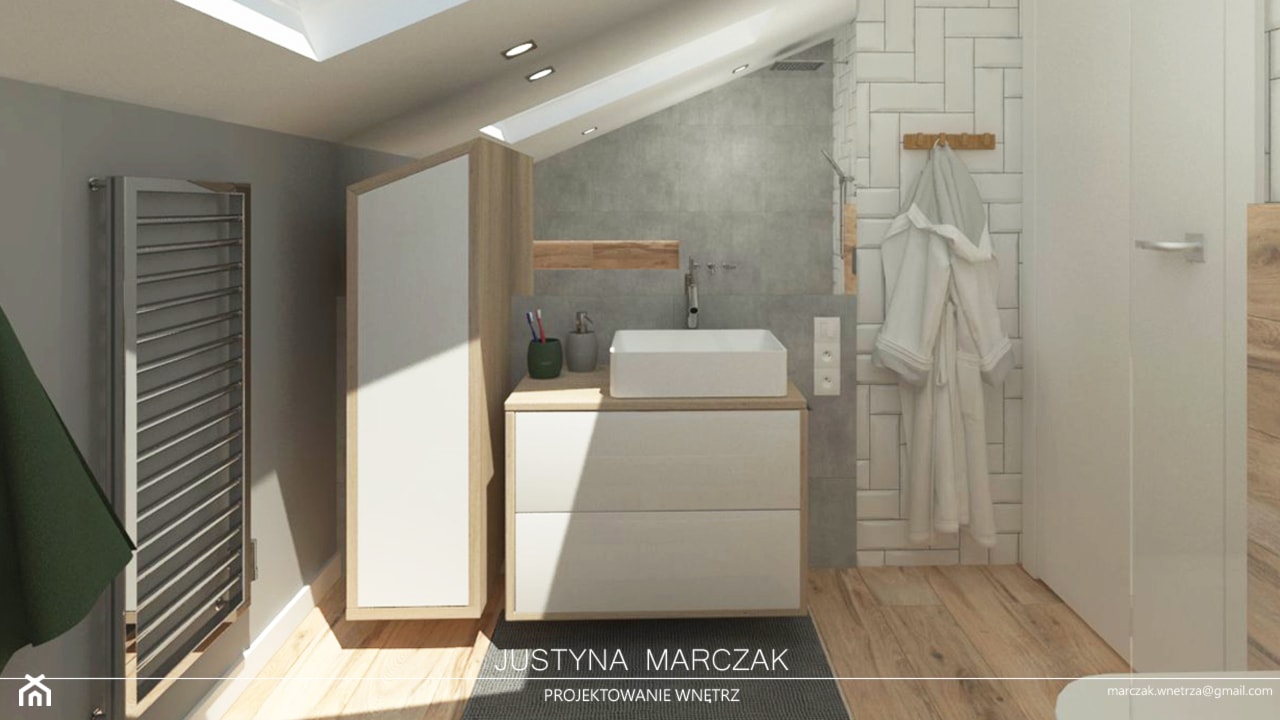 Łazienka na poddaszu - zdjęcie od Justyna Marczak Projektowanie Wnętrz - Homebook