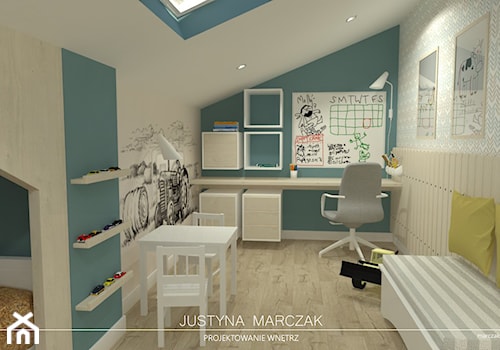Sielski pokój dziecka na poddaszu - zdjęcie od Justyna Marczak Projektowanie Wnętrz
