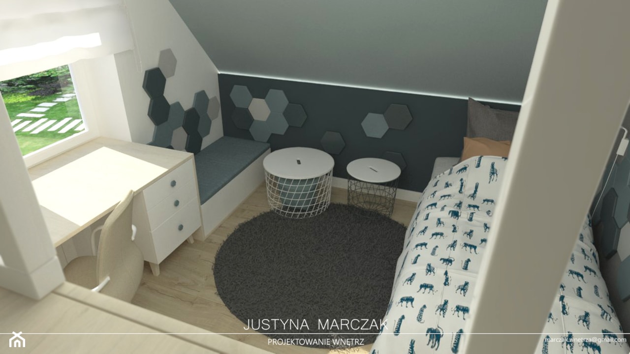 Pokój z antresolą - zdjęcie od Justyna Marczak Projektowanie Wnętrz - Homebook