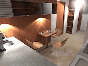 Projekt wnetrz - kuchnia EJW - Średnia otwarta z salonem z kamiennym blatem biała z zabudowaną lodówką z nablatowym zlewozmywakiem kuchnia w kształcie litery l, styl tradycyjny - zdjęcie od Piotr Nasiadek