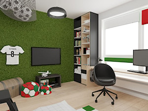 pokój dla fana piłki nożnej - Średni biały zielony pokój dziecka dla nastolatka dla chłopca, styl nowoczesny - zdjęcie od Rene Design