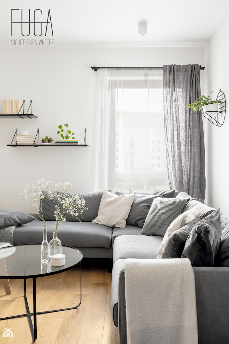 Mieszkanie 60 m² na Mokotowie - Salon, styl minimalistyczny - zdjęcie od Fuga Architektura Wnętrz