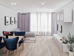 Mieszkanie Gdynia Pogórze 40m2 - Średni szary salon z jadalnią, styl nowoczesny - zdjęcie od IDS projektowanie wnętrz