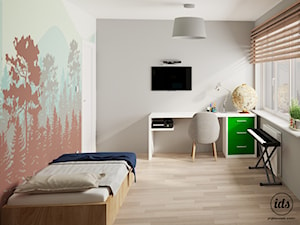 Pokoje dziecięce Hel - Średni biały szary pokój dziecka dla nastolatka dla chłopca, styl skandynawski - zdjęcie od IDS projektowanie wnętrz