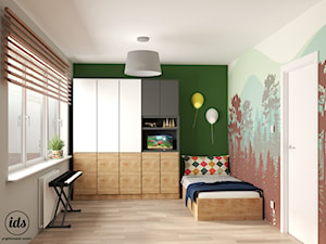 Pokoje dziecięce Hel - Średni szary zielony pokój dziecka dla dziecka dla nastolatka dla chłopca, styl skandynawski - zdjęcie od IDS projektowanie wnętrz