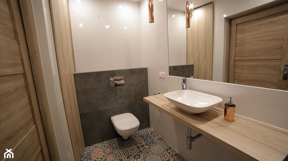 Mieszkanie 100m2 Wejherowo - Średnia bez okna z punktowym oświetleniem łazienka, styl nowoczesny - zdjęcie od IDS projektowanie wnętrz - Homebook