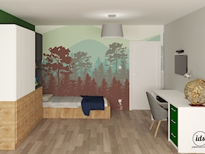 Pokoje dziecięce Hel - Średni biały szary zielony pokój dziecka dla nastolatka dla chłopca, styl skandynawski - zdjęcie od IDS projektowanie wnętrz