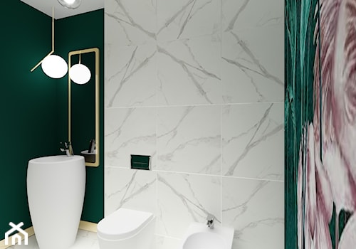 Modern glam - Mała bez okna z lustrem z marmurową podłogą łazienka - zdjęcie od Studio VANKKA.design