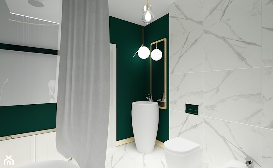 Modern glam - Średnia bez okna z lustrem z marmurową podłogą łazienka - zdjęcie od Studio VANKKA.design