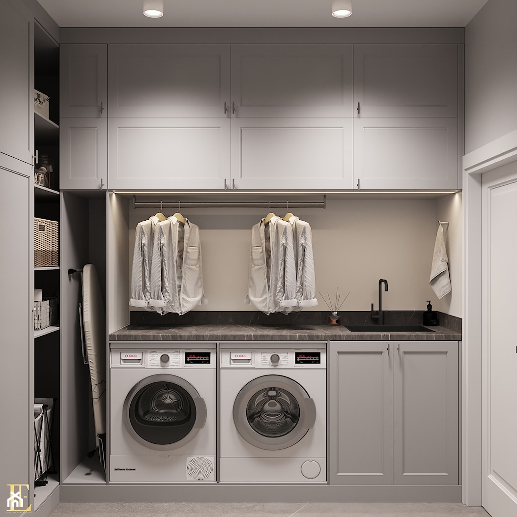 Pomieszczenie pralni wraz z przechowywaniem - zdjęcie od Elegance of Tailors - Homebook