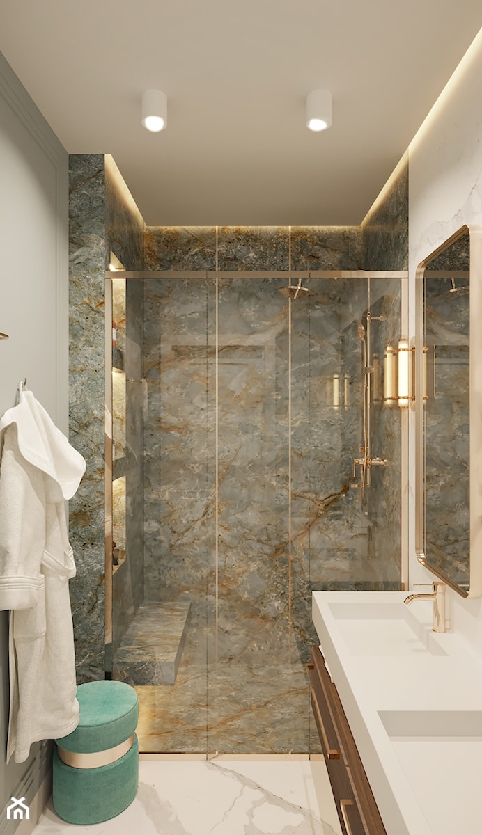 Łazienka z prysznicem w odcieniach zielieni. - zdjęcie od Elegance of Tailors