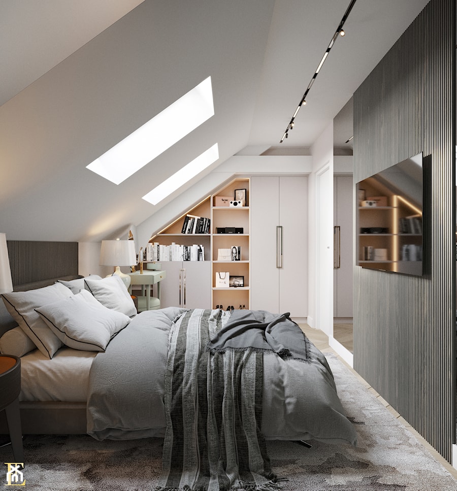 Sypialnia w stylu nowoczesnym ze skosem - zdjęcie od Elegance of Tailors
