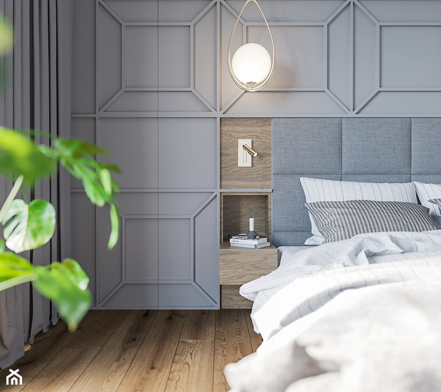 Wnętrza - Średnia szara sypialnia - zdjęcie od Marquardt Design