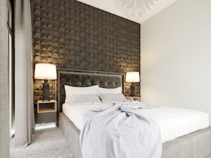 Wnętrza - Mała biała czarna sypialnia - zdjęcie od Marquardt Design
