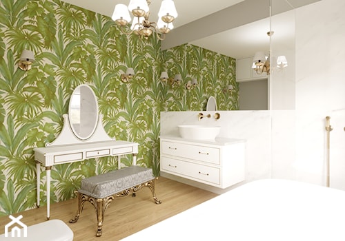 Wnętrza - Średnia biała zielona sypialnia - zdjęcie od Marquardt Design