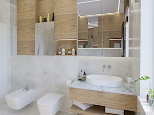 Wnętrza - Średnia z lustrem łazienka z oknem - zdjęcie od Marquardt Design