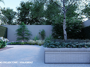Monochromatyczny, geometryczny ogród - Ogród, styl nowoczesny - zdjęcie od ESEM Studio Projektowe