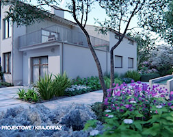 Monochromatyczny, geometryczny ogród - Średni ogród za domem, styl nowoczesny - zdjęcie od ESEM Studio Projektowe - Homebook