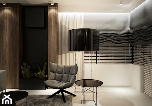 projekt mieszkania K - Średni czarny szary salon, styl tradycyjny - zdjęcie od Otwarte Studio Sztuka