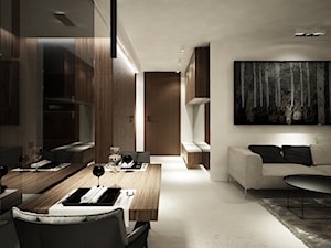 projekt mieszkania K - Duży szary salon z jadalnią, styl tradycyjny - zdjęcie od Otwarte Studio Sztuka