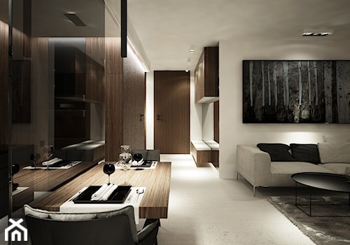 projekt mieszkania K - Duży szary salon z jadalnią, styl tradycyjny - zdjęcie od Otwarte Studio Sztuka